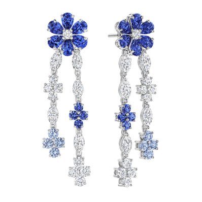 HW-EADPDRFLRFMN5 leaf flower earrings, full of diamonds