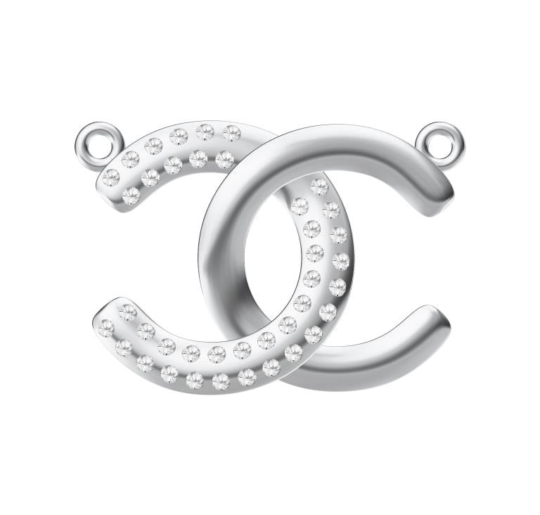 XNE-CN839741 15.5mm double row diamond half diamond double C bolt chain pendant necklace