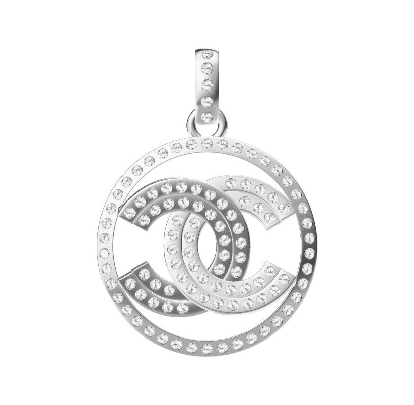 XNE-CN623408 19mm round double C stone pendant