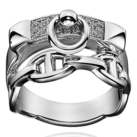 爱H仕-H213609B镶钻日字金字塔组合戒指14#