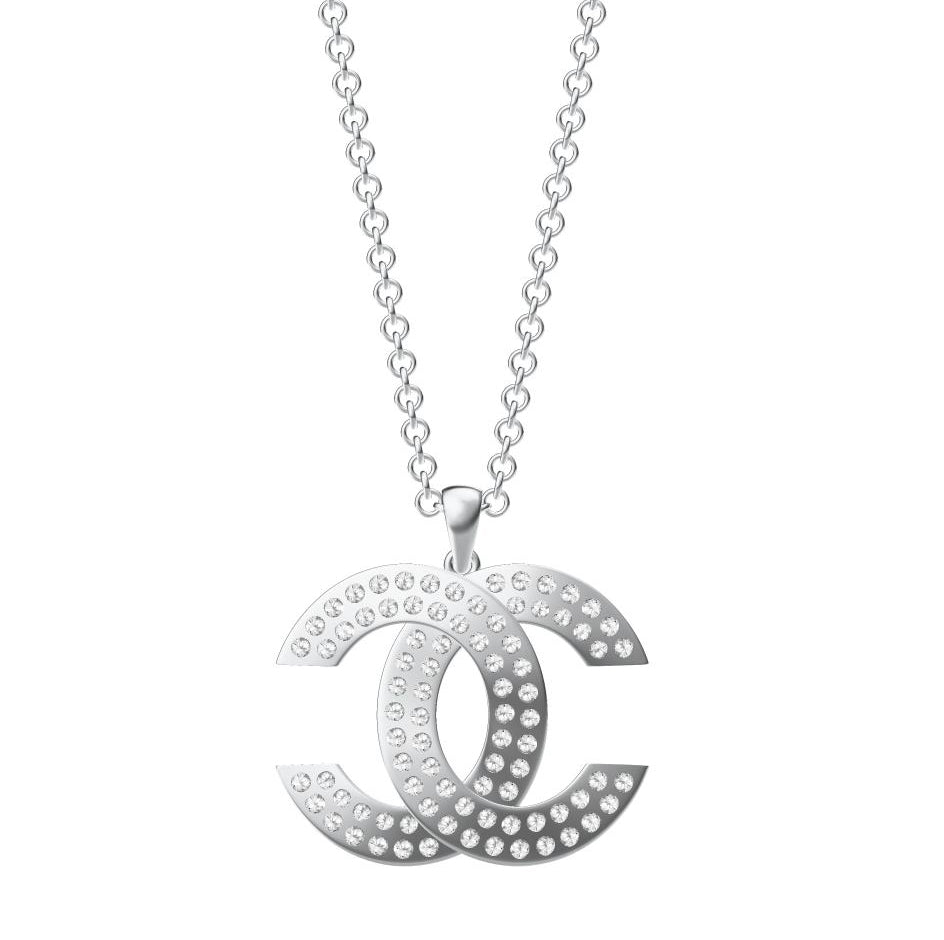 XNE-CNCP036 23mm double row stone double C pendant