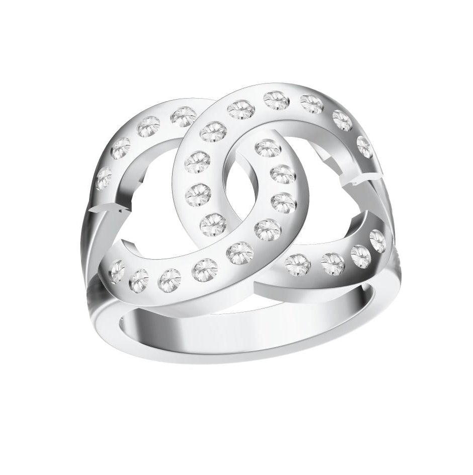 XNE-CN741822 Double C band diamond ring