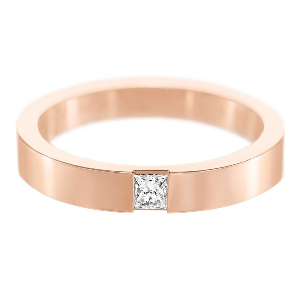 HW-WBDRPCBZS10 single diamond princess square, forced setting, flat straight arm