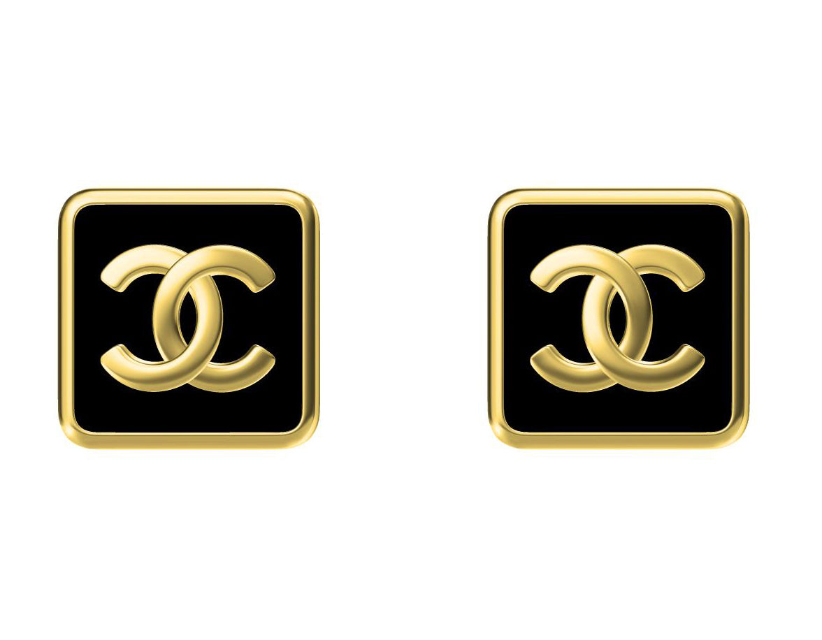 XNE-166828 12mm Square Double C Stud Earrings