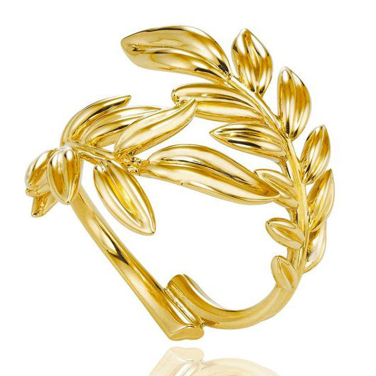 XB-820886-0001 light gold leaf twist arm ring