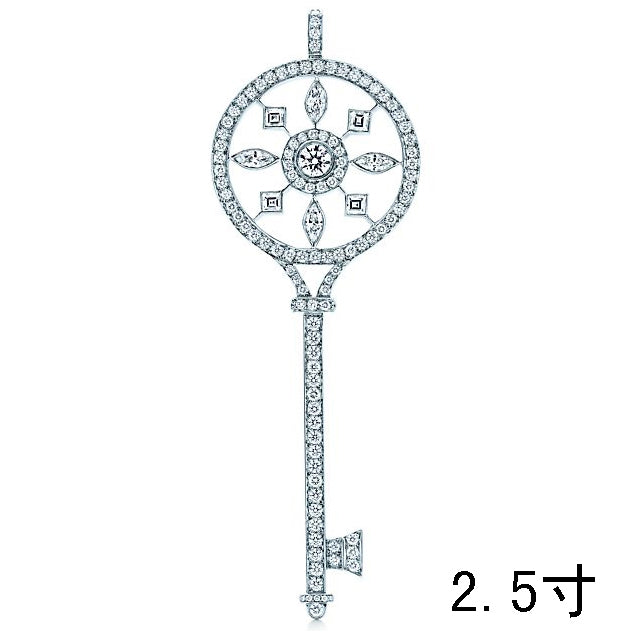 TIF60011729 full diamond marquise square diamond mosaic key pendant 2.5 inches