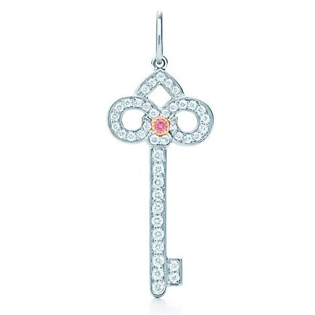TIF35873368 pink diamond iris-shaped key pendant