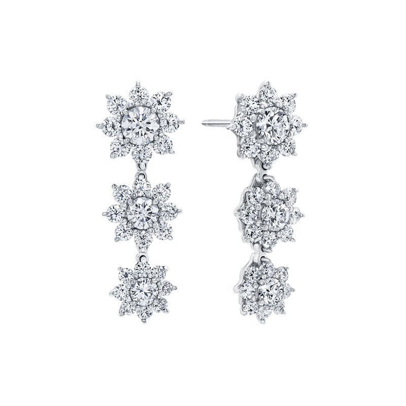 HW-EADSPNA3DSF three snowflake earrings, large round diamond snowflake series