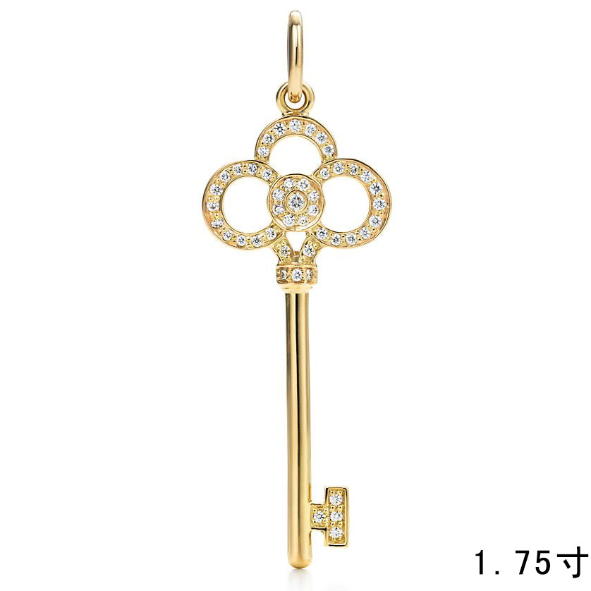 TIF81155274 three-ring diamond key pendant
