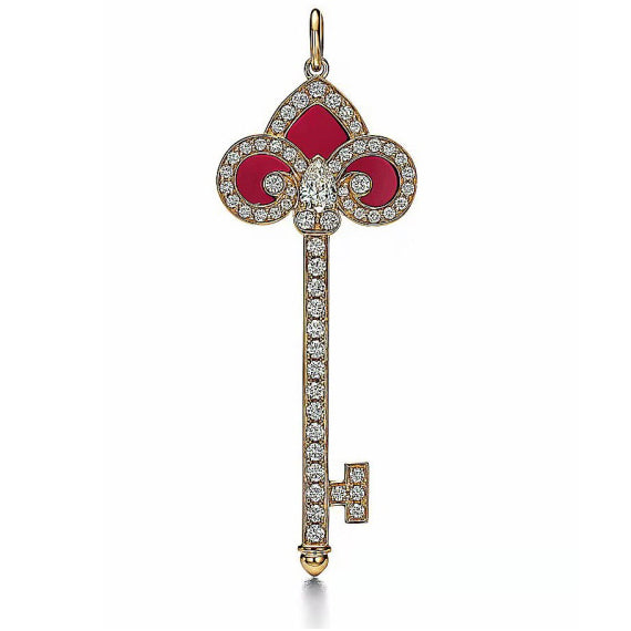 TIF69781446 Agate Full Diamond Horn Key Pendant