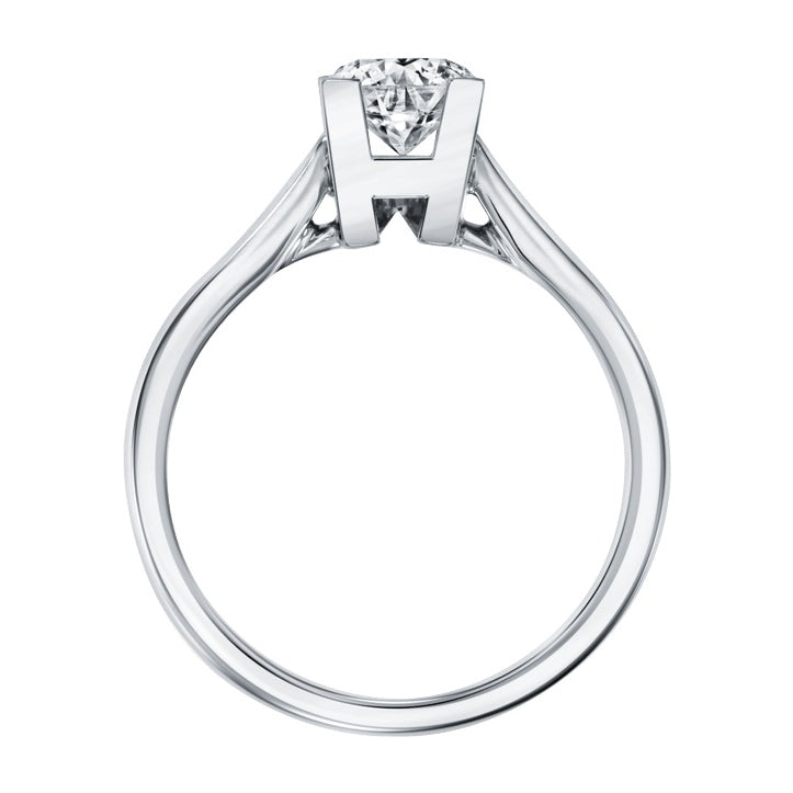 HW-RGDPRD005HWL婚戒0.6ct、光金尖直臂、交叉四爪