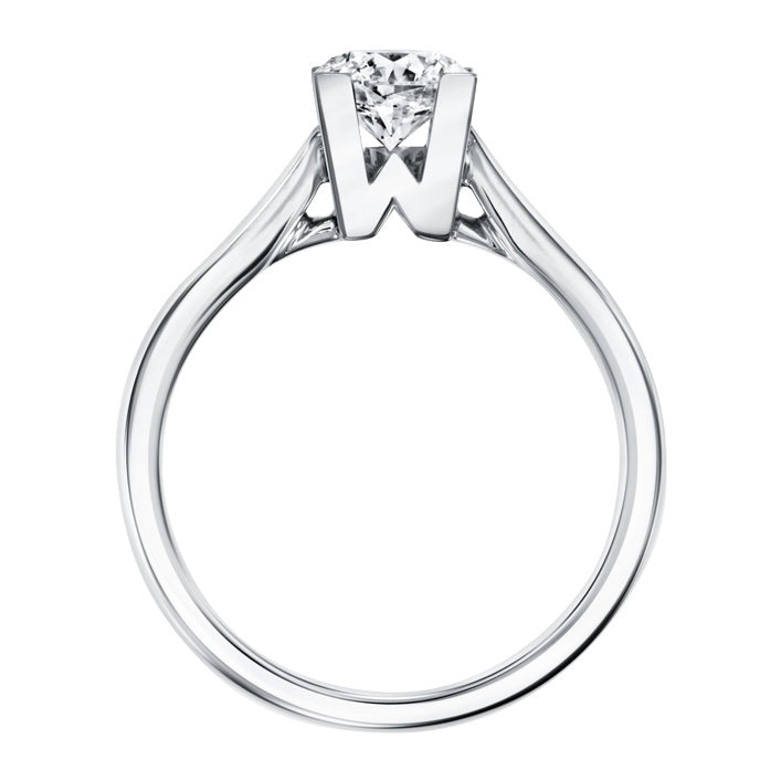 HW-RGDPRD005HWL婚戒0.6ct、光金尖直臂、交叉四爪