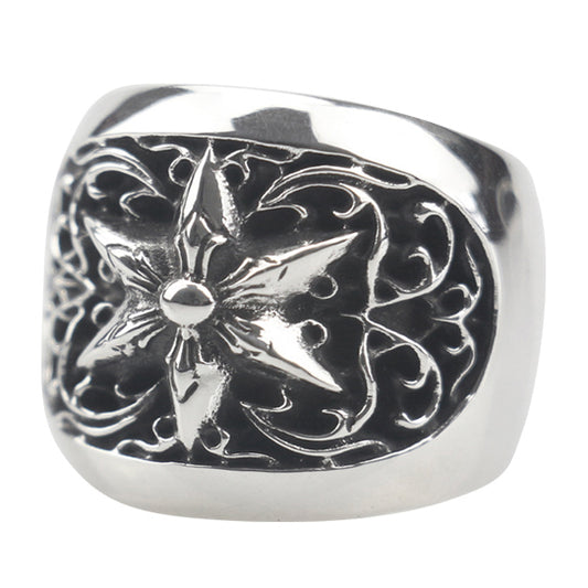 KLX-JZ50654141 light gold six-pointed star ring 18.5#