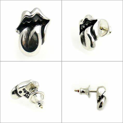 KLX-ES16252280 glossy gold mouth and tongue earrings