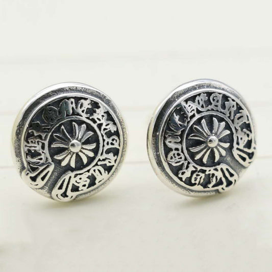 KLX-ES79750589 middle cross round letter earrings