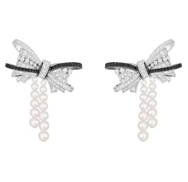 XNE-J65563 bow pearl earrings