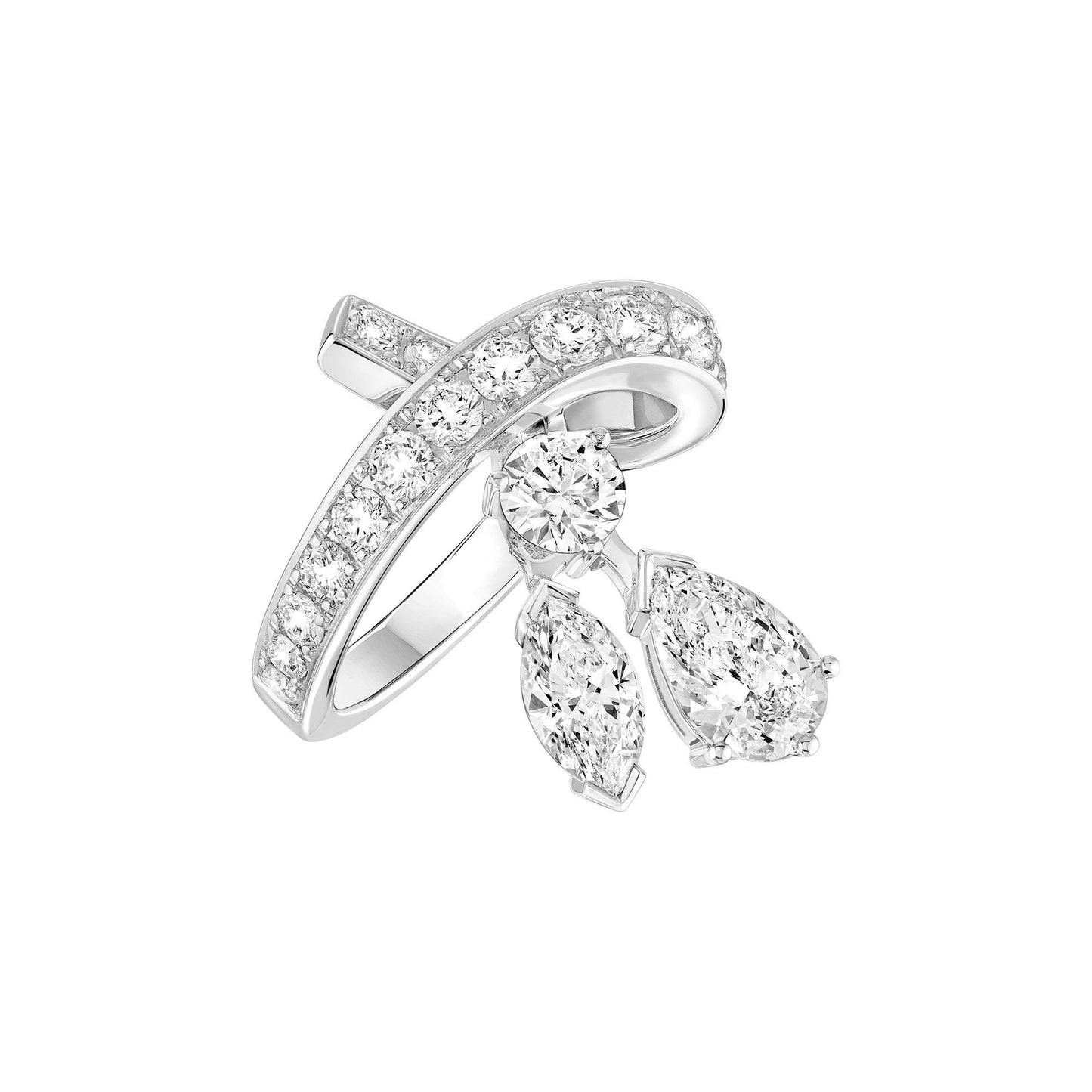 XNE-J33360 bow marquise drop round diamond ring