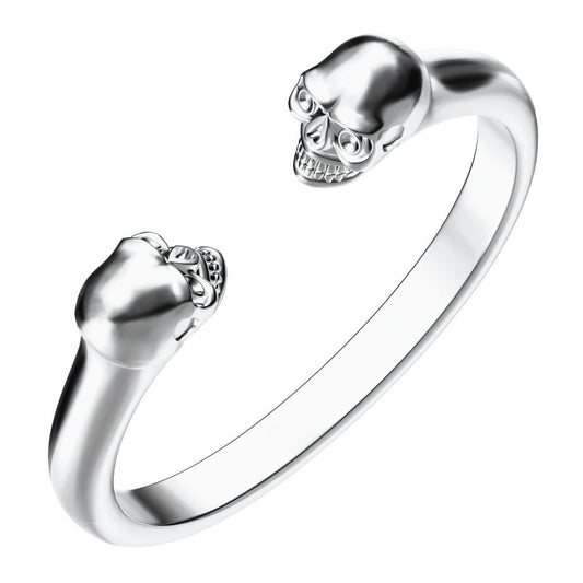 KLX-SZ22289964 light gold double skull open bracelet