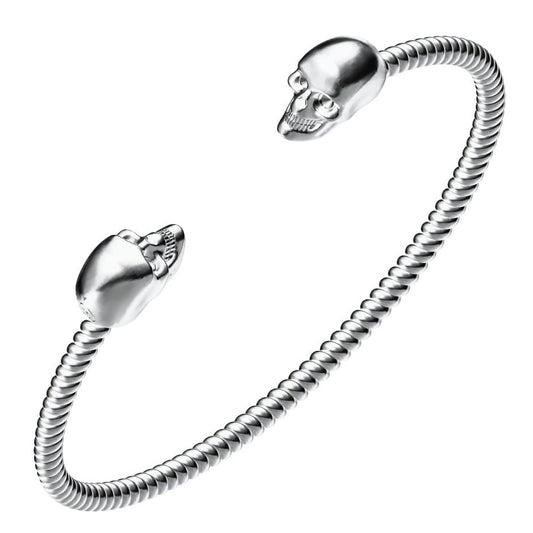 KLX-SZ30888374 skull twisted rope arm open bracelet 18.5#