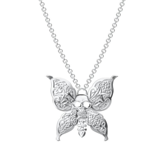 KLX-XL34586509 light gold butterfly skull pendant