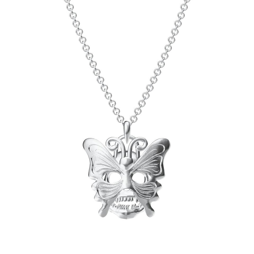 KLX-XL35018534 light gold butterfly skull mask pendant