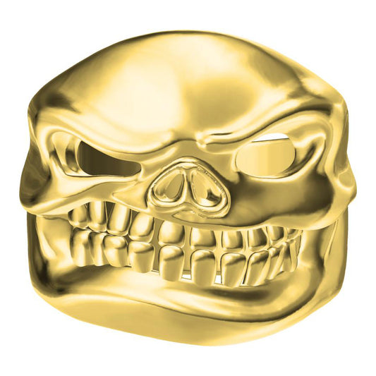 KLX-JZ14317861 Light gold tooth skull ring 14.5#