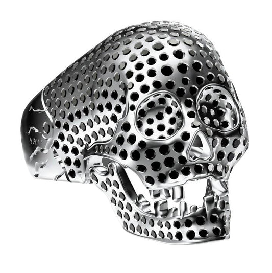 KLX-JZ30438021 full black diamond mouth movable skull ring 25#