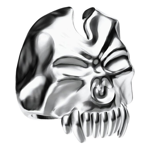 KLX-JZ19297019 light gold long tooth skull ring 23#