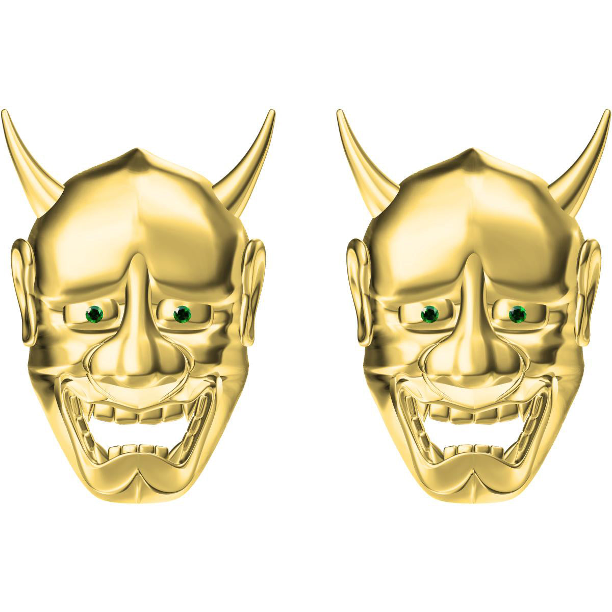 KLX-GM82049182 skull open grimace horned human head cufflinks