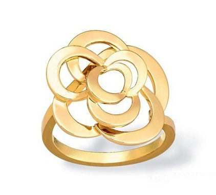 XNE-J2926 light gold camellia ring