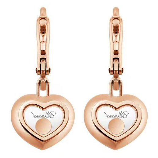 XB-83A054-5301 Glass middle single diamond heart-shaped earrings