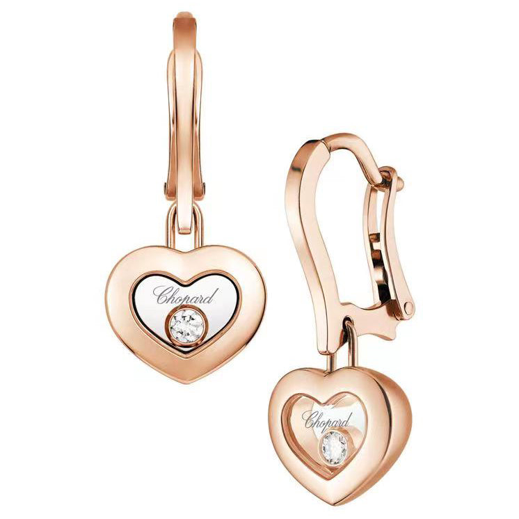 XB-83A054-5301 Glass middle single diamond heart-shaped earrings