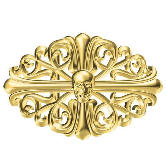 KLX-PGK38612836 light gold skull cross thatch belt buckle