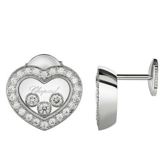 XB-83A611-1201 Heart-shaped, three-diamond heart-shaped stone earrings