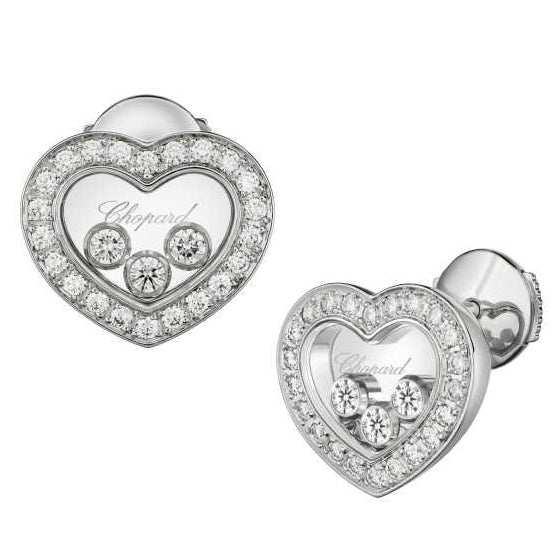 XB-83A611-1201 Heart-shaped, three-diamond heart-shaped stone earrings