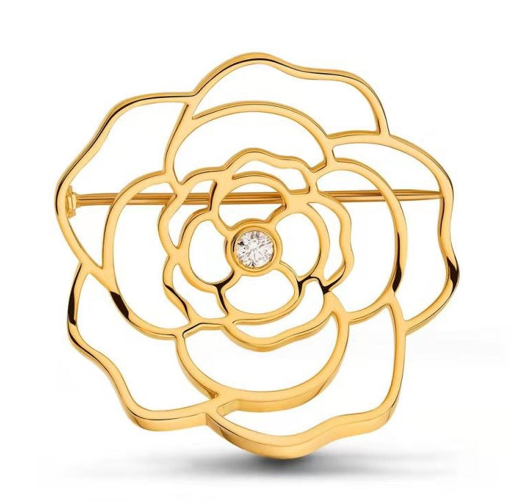 XNE-J11671 Camellia solitaire brooch