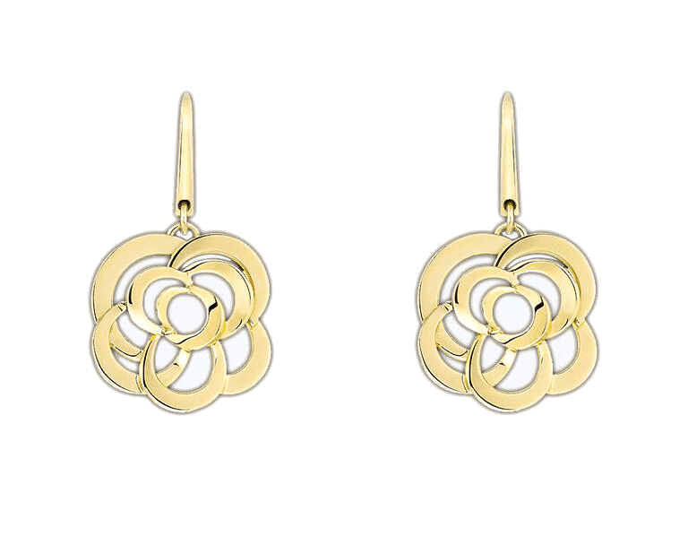 XNE-J2927 Camellia Light Gold Ear Hooks
