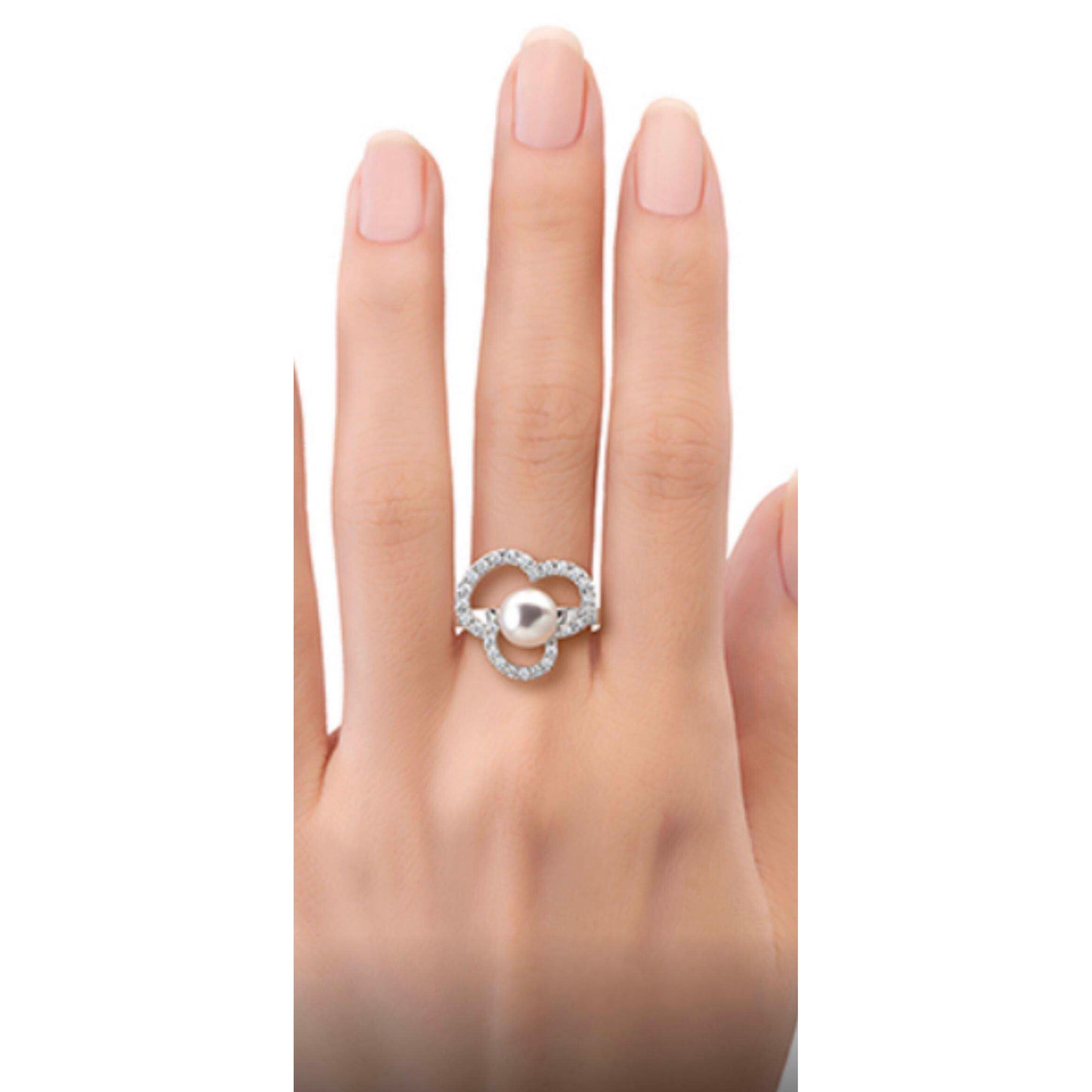 TSQ-643 Pearl Ring, Flower Shape Frame