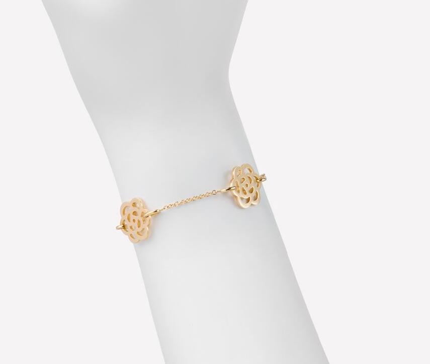 XNE-J10577 light gold flat three flower bracelet