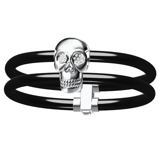 KLX-SZ48488010 diamond skull double black rope bracelet
