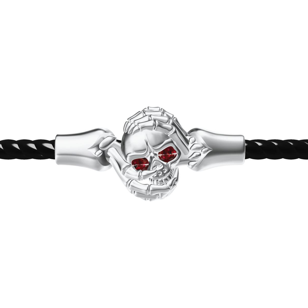 KLX-SZ31865639 egg-shaped diamond skull black rope bracelet