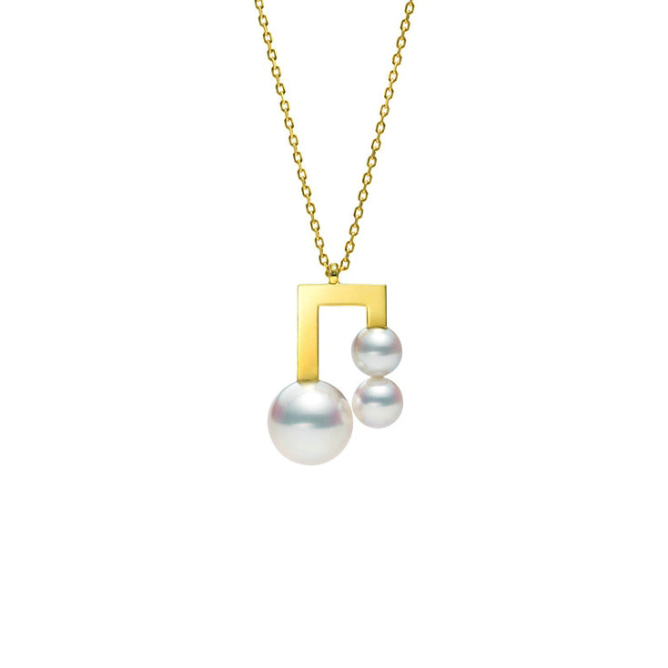TSQ-P-16537 Musical Note Pendant Three Pearl Pendant Necklace