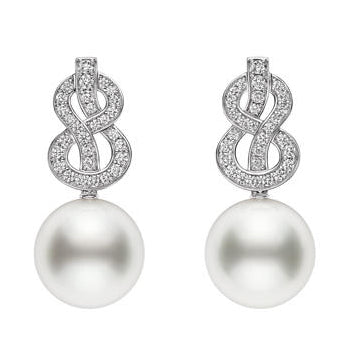 YMB-HE07110NU twisted 8-shaped earrings (pearl 12.5mm)
