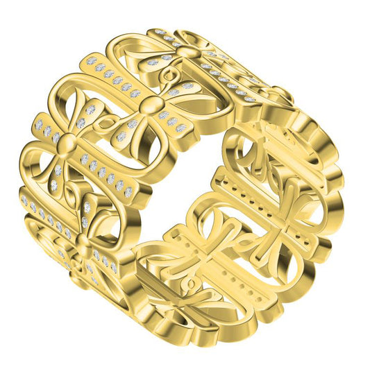 KLX-JZ550101 diamond-encrusted lace pattern cross ring 18#