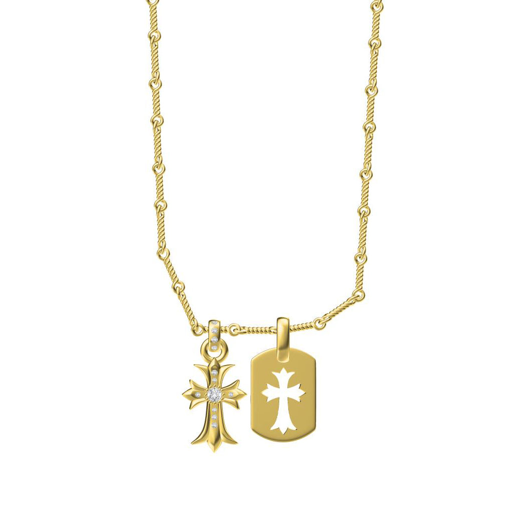 KLX-XL98219299 diamond double cross combination pendant