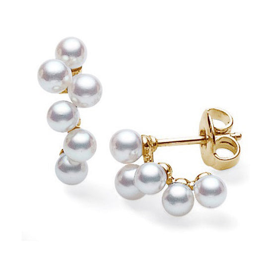 YMB-PE-1408PK multi-pearl light gold earrings