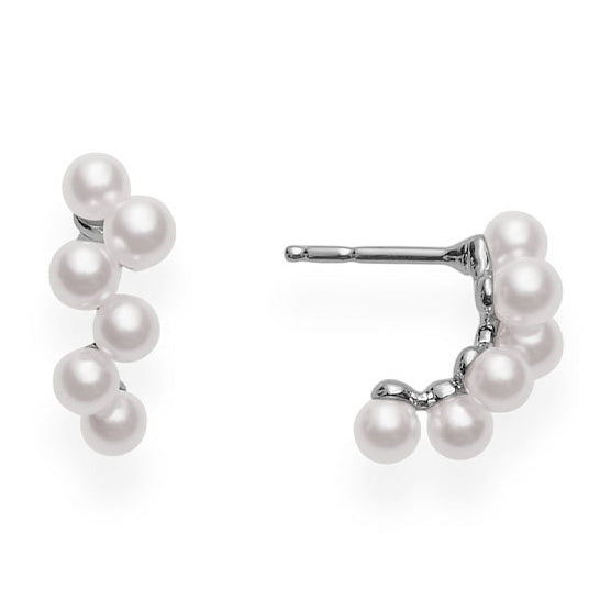 YMB-PE-1408PK multi-pearl light gold earrings