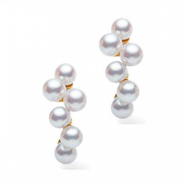 YMB-PE-1408PK multi-pearl light gold earrings