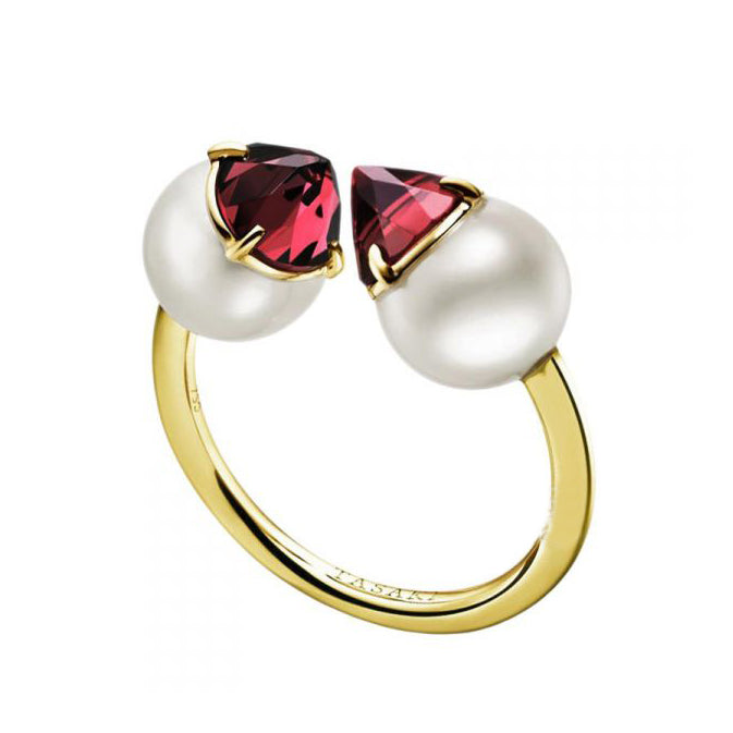 TSQ-013 8mm Pearl Black Quartz Claw Shape Opening 12# Ring