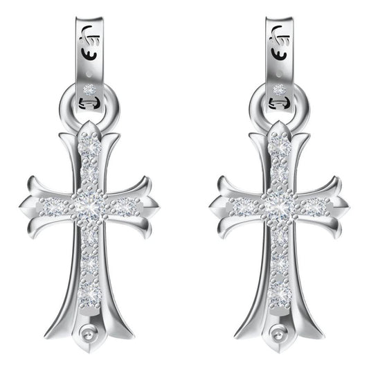 KLX-ES972857 diamond cross long earrings